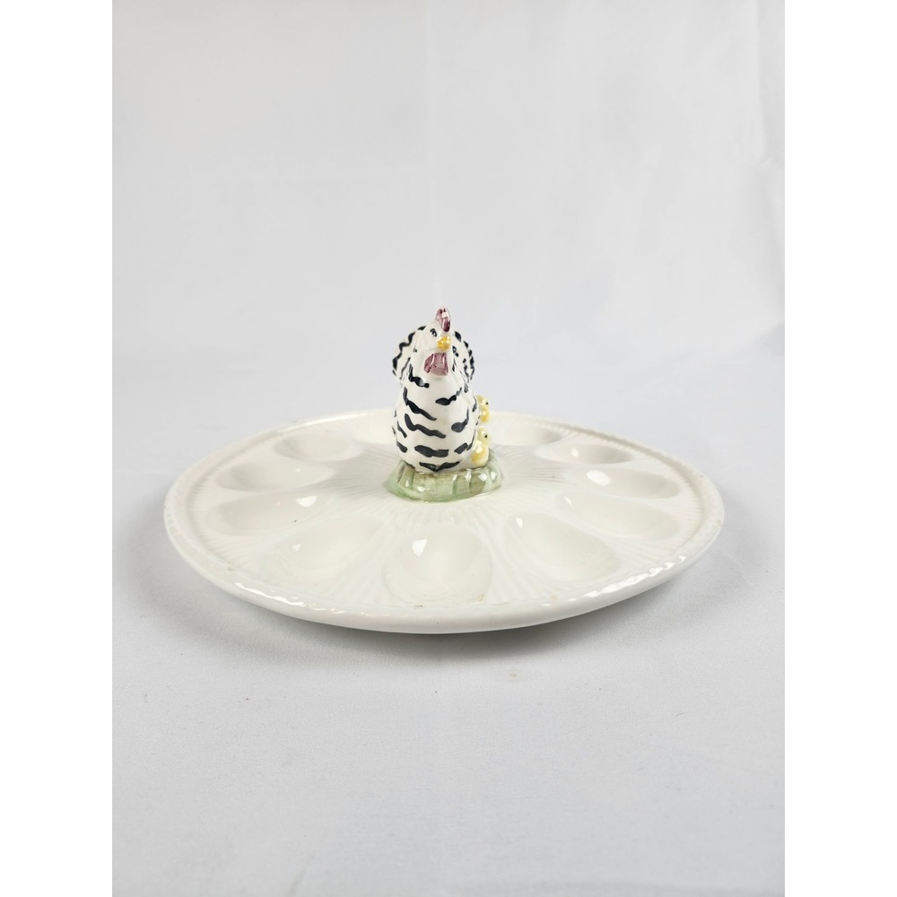 Vintage Weiss Hand Painted Brazil Hen Chicks Deviled Egg Platter Easter Decor - Picture 2 of 10